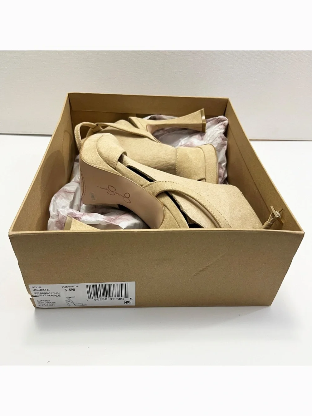 New w/ Box Beige Jessica Simpson Women's Heels Size 5.5 Suede Platform Shoes